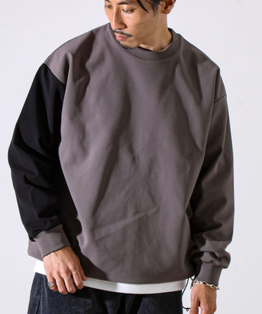 【配色袖がアクセント】トリコットバイカラースリーブ プルオーバー