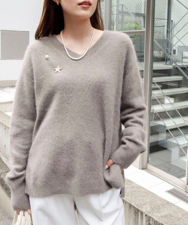 《手洗い可能》ヘアリーVネックプルオーバー