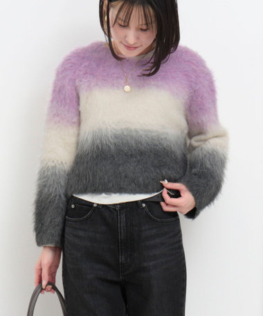 ウールブラッシュグラデーションプルオーバーニット