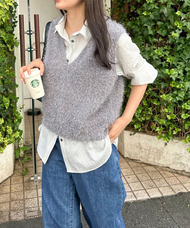 【WEB限定カラーあり】ポリフェザーニットベスト