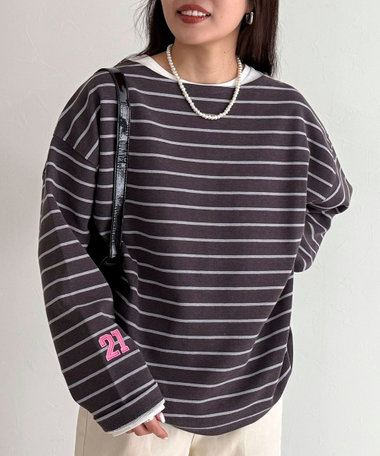 ニットソーボーダーBIGプルオーバー