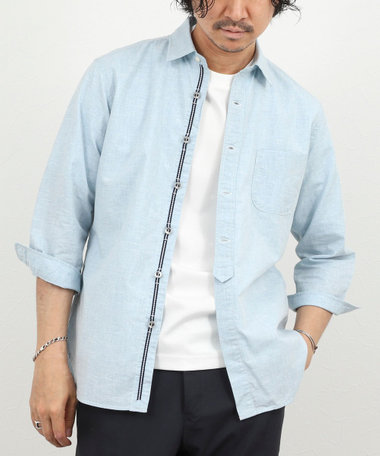 綿麻パラシュートボタン7分袖シャツ 26SS