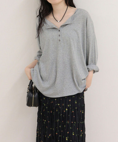 ヘンリー2WAYルーズロンTシャツ
