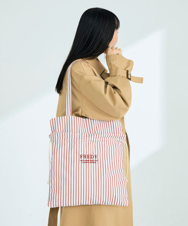 アウトポケットストライプロゴトートバッグ
