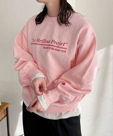 ハート刺繍ボリューム裏毛プルオーバー（4-0331-1-23-005
