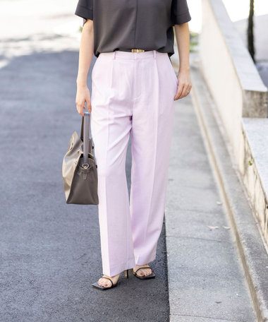 《セットアップ対応》ウォッシャブルストレッチツイル愛されセミワイドパンツ