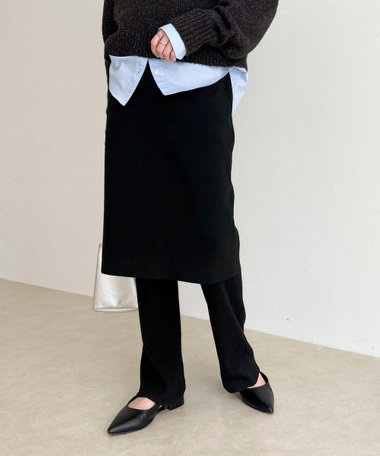rib knit skirt&pants
