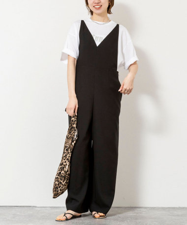 ウォッシャブル多機能ツイルサロペットパンツ