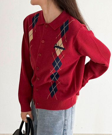 【GEVACO/ゲバコ】アーガイルニットカーディガン