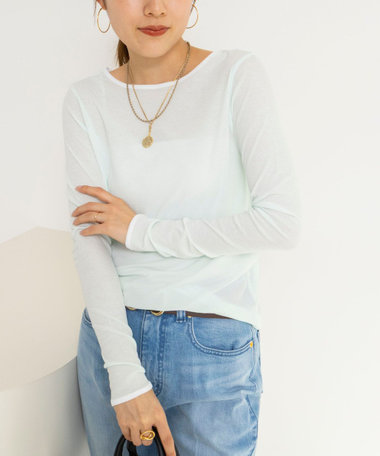 ウォッシャブルシアー配色ロンＴ