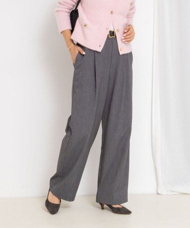 ウォッシャブル裏起毛イージーワイドパンツ