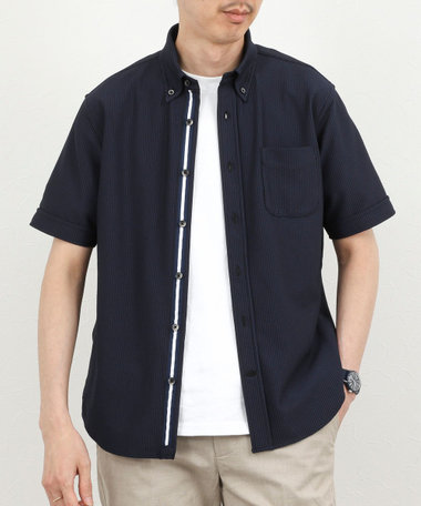 《ビジカジ対応》トリコットサッカーテープBD SS 半袖ボタンダウンシャツ 26SS