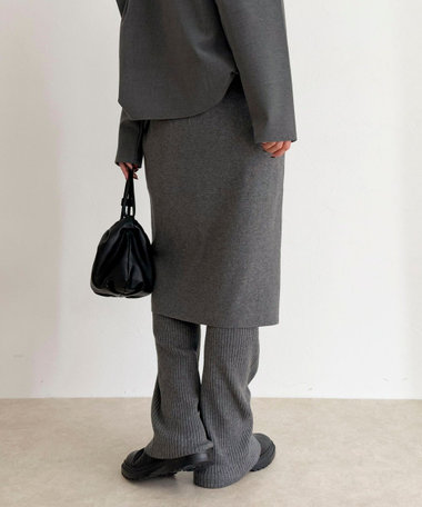 rib knit skirt&pants