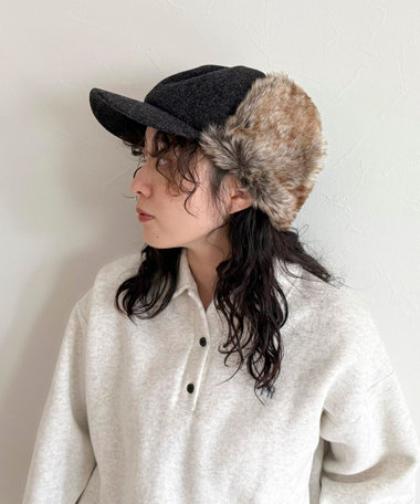 ファーツイードフライトキャップ