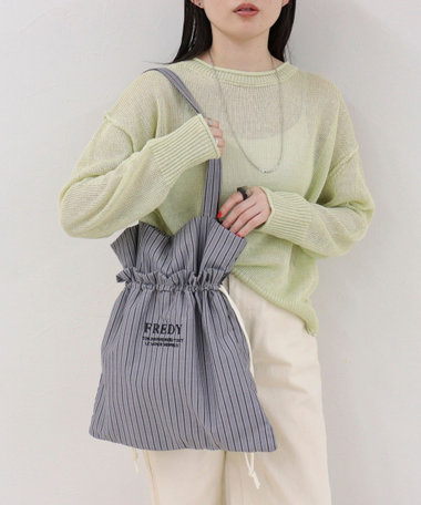 アウトポケットストライプロゴトートバッグ