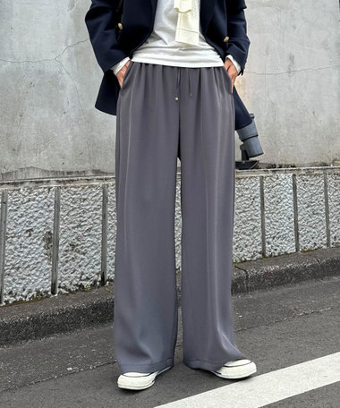 【4サイズ展開/リピーター続出！】とろみツイルストレートイージーパンツ