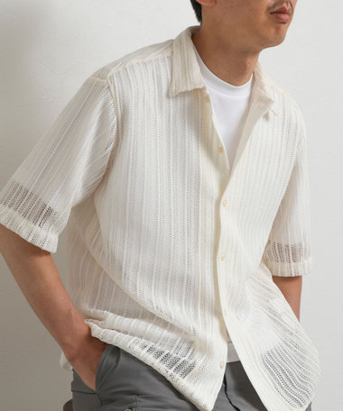 レースワンナップカラー 半袖ニットシャツ 26SS