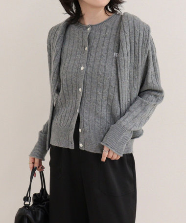 ［FREDY＆GLOSTER限定 TIME SALE！］FR刺しゅうケーブル柄カーディガン