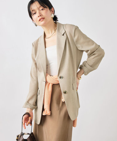 《セットアップ対応》ウォッシャブルリネンライクシアーボイルジャケット