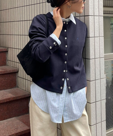 ドット釦ポンチカーディガン
