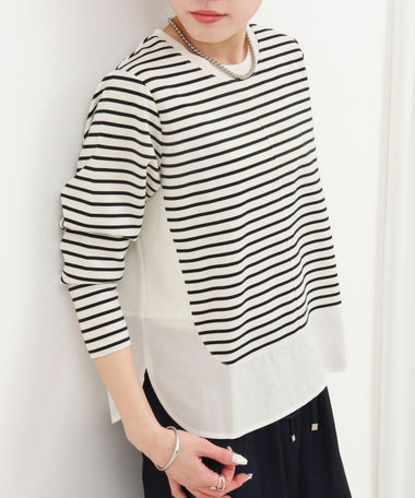 ポンチローマ切替プルオーバーカットソー