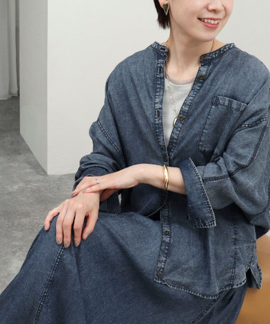 《セットアップ対応》パウダーシルクデニムドルマンシャツ