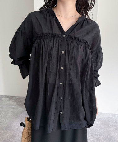 コットンギャザーオーバーブラウス