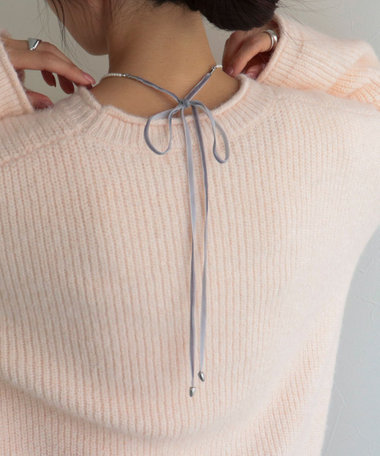 小粒パールリボンネックレス