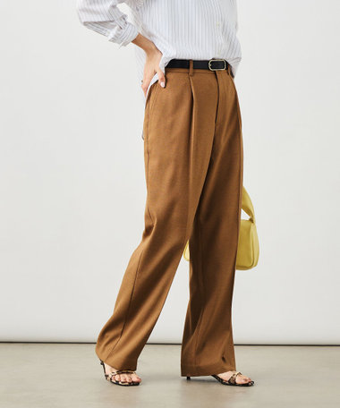 ウォッシャブルハイスペック麻調愛されセミワイドパンツ
