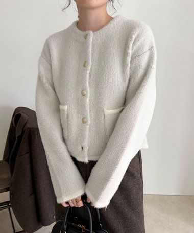 シャギー裏配色ジャケットカーディガン