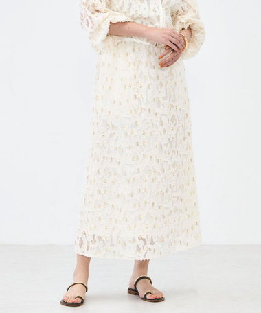 《セットアップ対応》【KIRYU】ウォッシャブルラメジャガードスカート