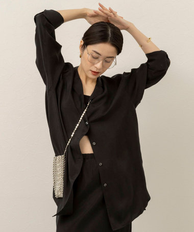 《セットアップ対応》【MAQWEL/マクウェル】ウォッシャブルサテンシャツ