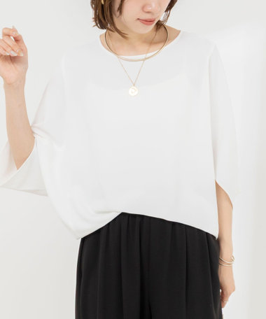 【WEB限定】ウォッシャブルジョーゼットコクーンブラウス