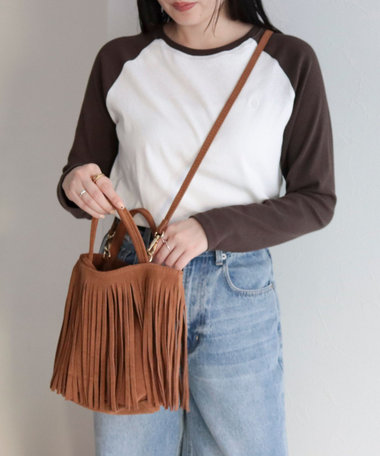 【AULENTTI/オーレンティ】 フリンジミニトートバッグ