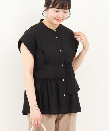 ワンダーウェーブクロスアシメペプラムブラウス
