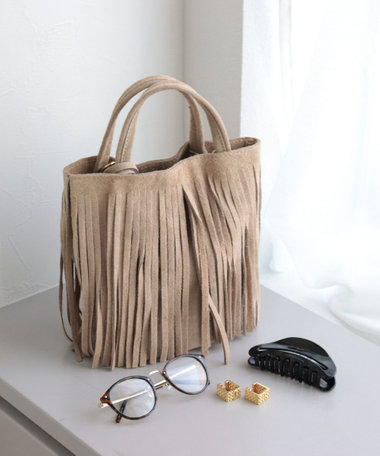 【AULENTTI/オーレンティ】 フリンジミニトートバッグ