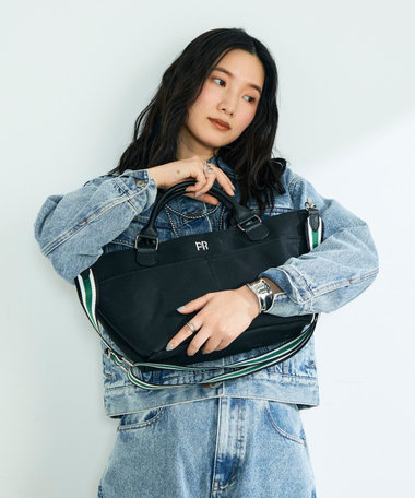 FRレザーハンドルキャンバストートバッグ