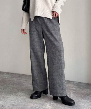 ソフトシャークスキン/チェックイージーパンツ