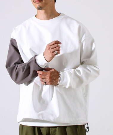 【配色袖がアクセント】トリコットバイカラースリーブ プルオーバー