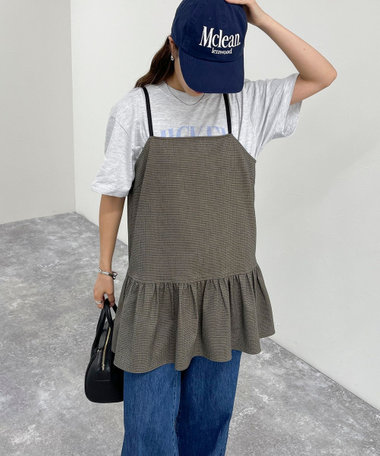 ［WEB限定 TIME SALE！］チェック柄レイヤードキャミワンピース