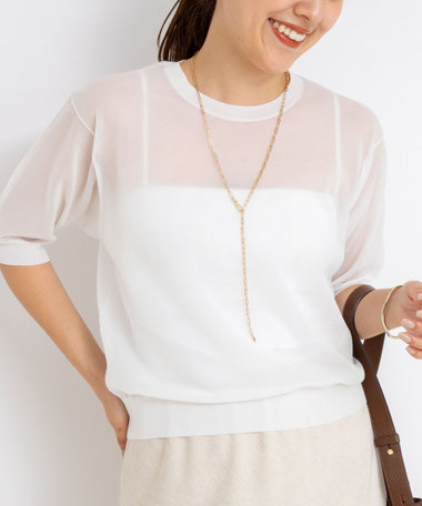 未使用品 ノーリーズ Nolley's ララージ 23AW カットフリンジプルオーバーニット セーター 長袖 38 白 3-0034-6-02-002 レディース NOLLEY'S ニット セーター 襟レース2WAYプルオーバーニット
