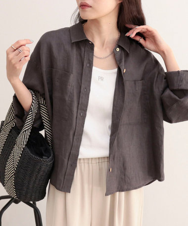 LINEN100 クロップドシャツ