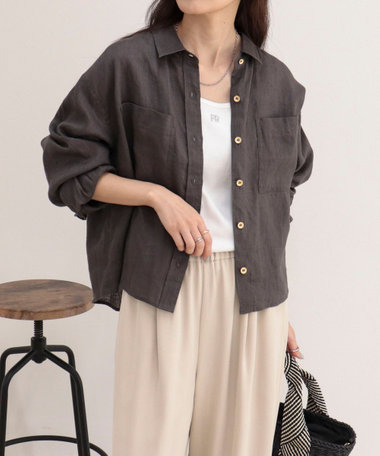 【WEB限定 GW SPECIAL PRICE】LINEN100 クロップドシャツ