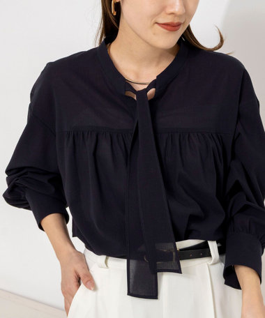 ウォッシャブル100/2ガスボイルボウタイブラウス