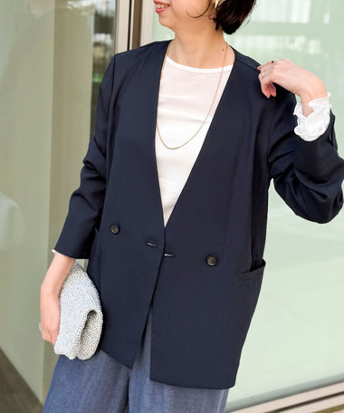 《セットアップ対応》【UVカット・接触冷感】ライトツイルノーカラージャケット