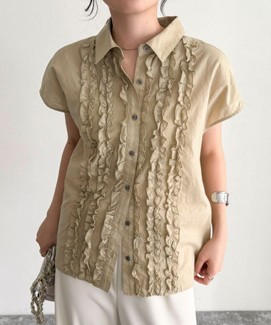 フレンチスリーブフリルブラウス