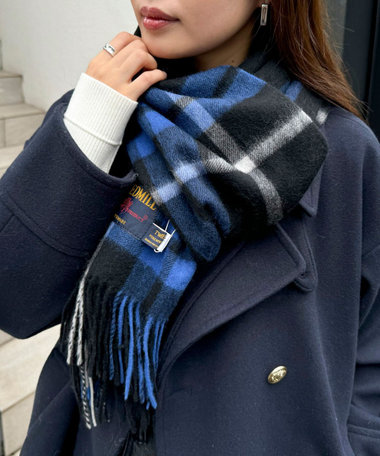 【TWEED MILL/ツイードミル】ウールチェックストール48