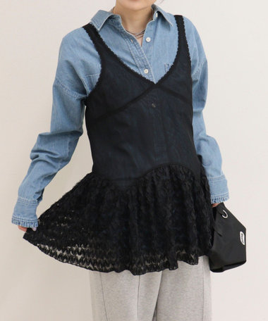［FREDY＆GLOSTER限定 TIME SALE！］チュールドッキングキャミチュニック