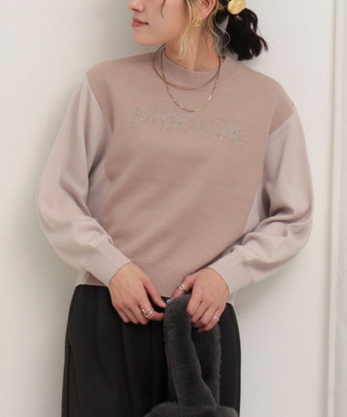 ロゴ入りラグランプルオーバーニット