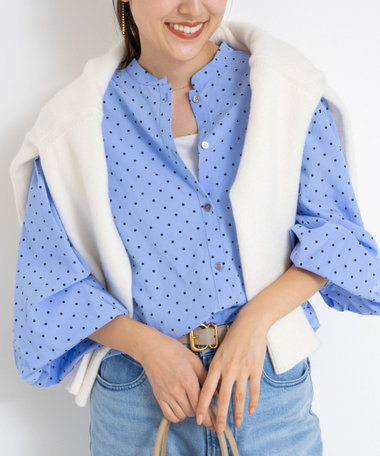 ウォッシャブル襟フリルブラウス